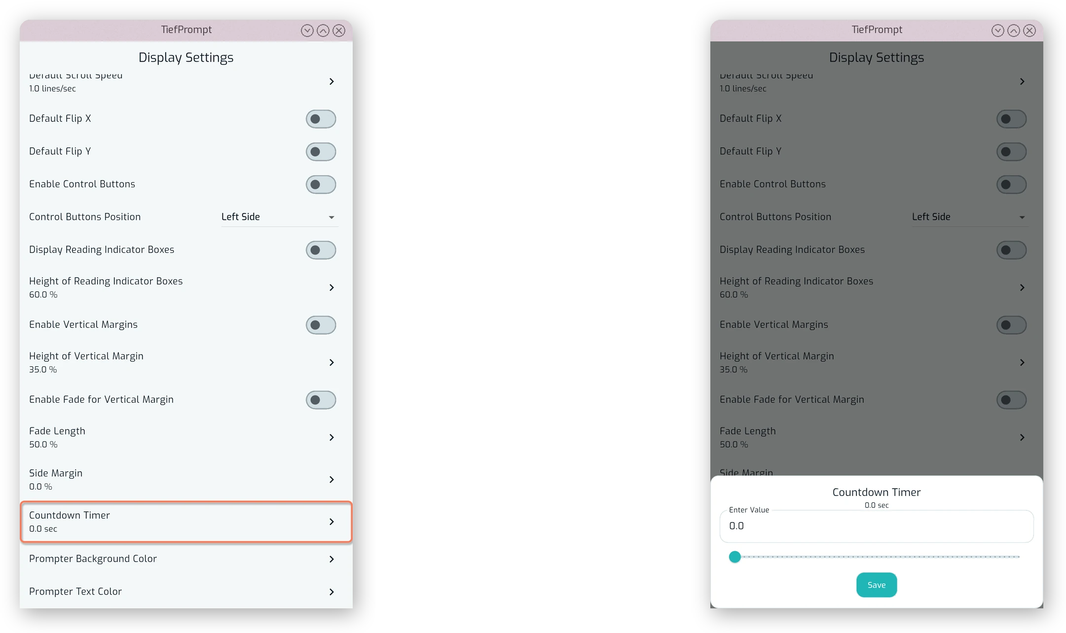 Countdown Timer slider