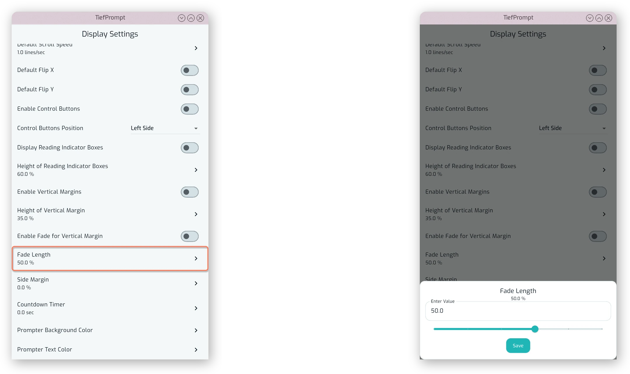 Fade Length slider