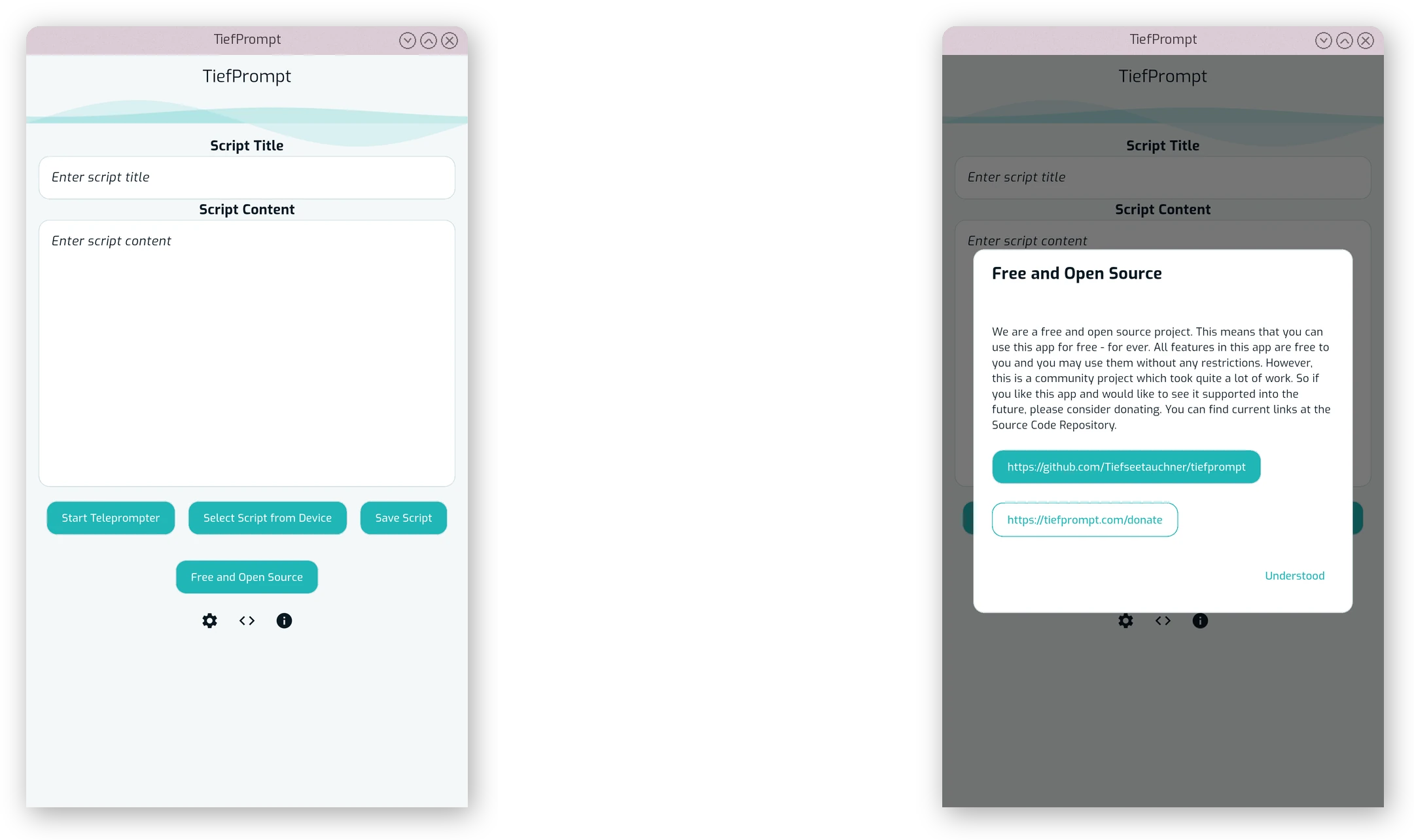 The FOSS variant dialog