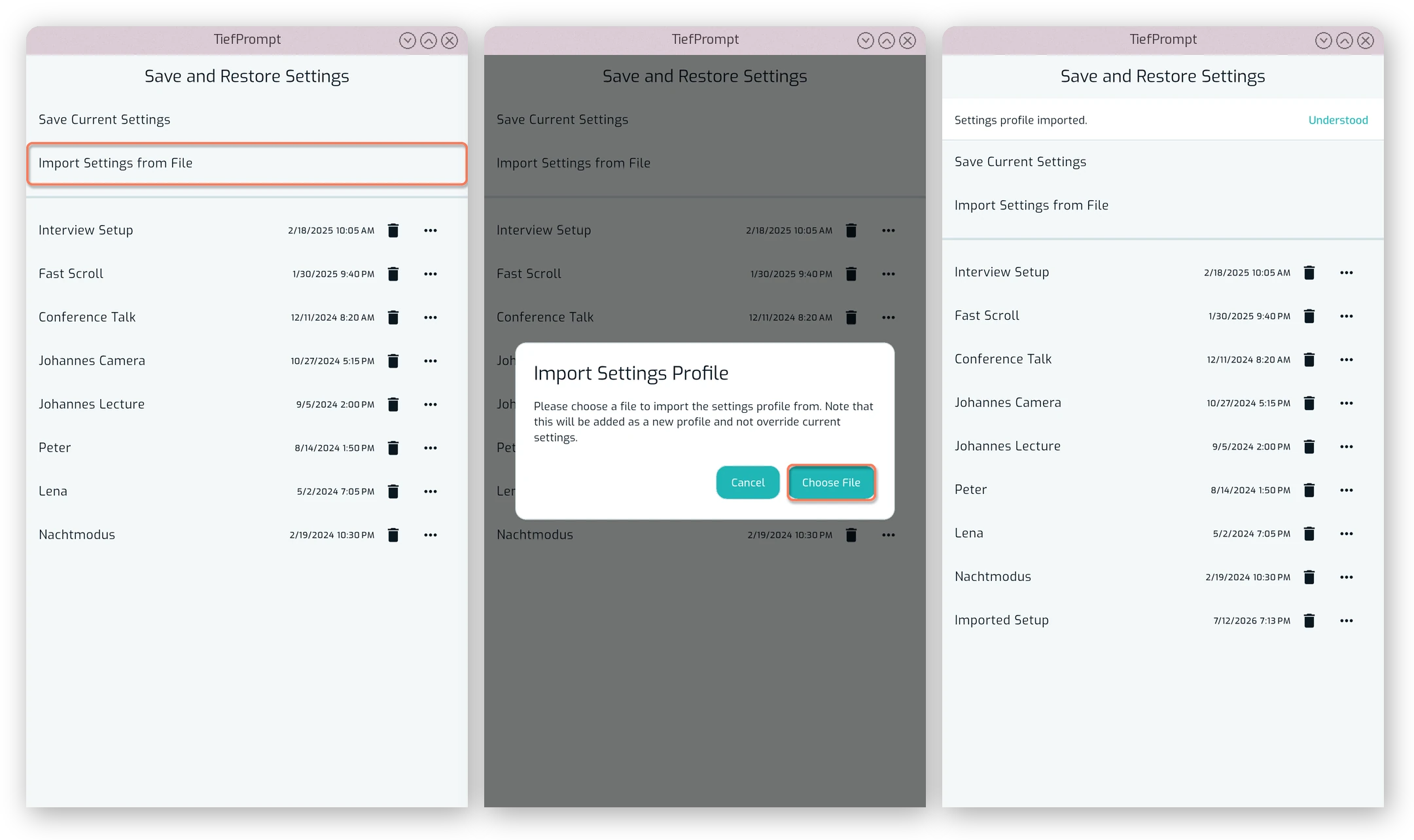 Instructions to Import Settings