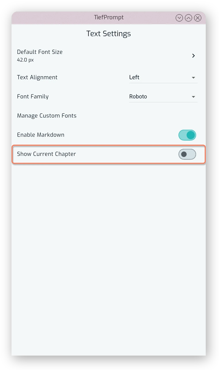 The “Show Current Chapter” toggle