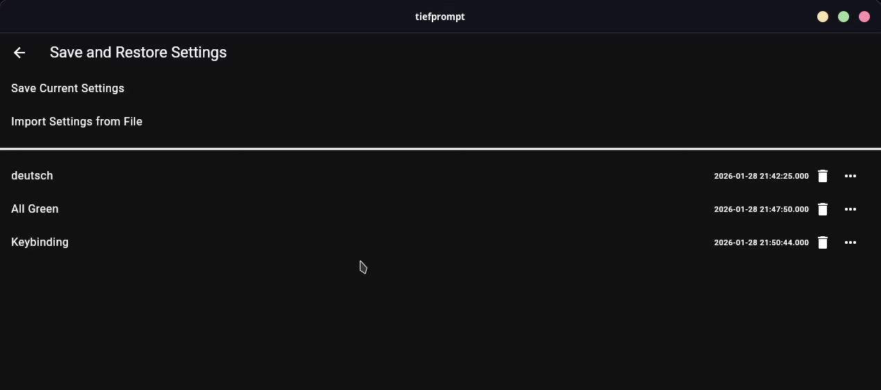 Settings storage in action